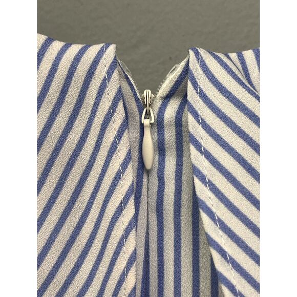 DN Design Dress Womens size 12 Blue White striped Belted Ruffles V Neck‎ - Picture 7 of 8